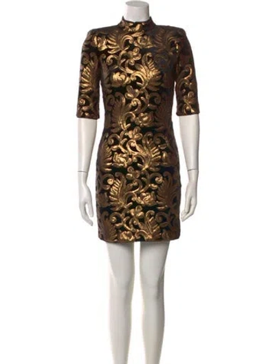 Pre-owned Alice And Olivia Printed Mini Dress In Black