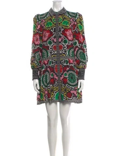 Pre-owned Alice And Olivia Printed Mini Dress In Black