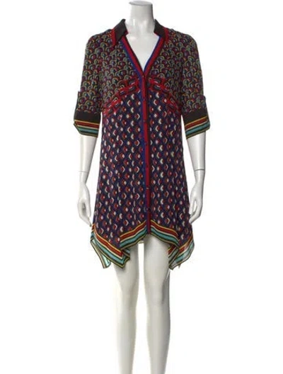 Pre-owned Alice And Olivia Printed Mini Dress In Blue