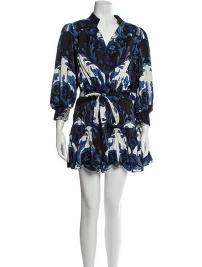 Pre-owned Alice And Olivia Printed Mini Dress In Blue
