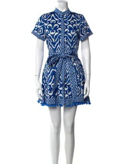 Pre-owned Alice And Olivia Printed Mini Dress In Blue