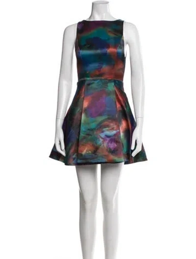 Pre-owned Alice And Olivia Printed Mini Dress In Blue