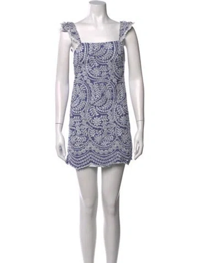 Pre-owned Alice And Olivia Printed Mini Dress In Blue