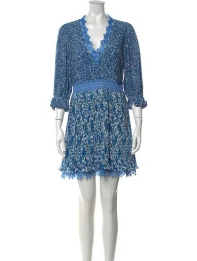Pre-owned Alice And Olivia Printed Mini Dress In Blue