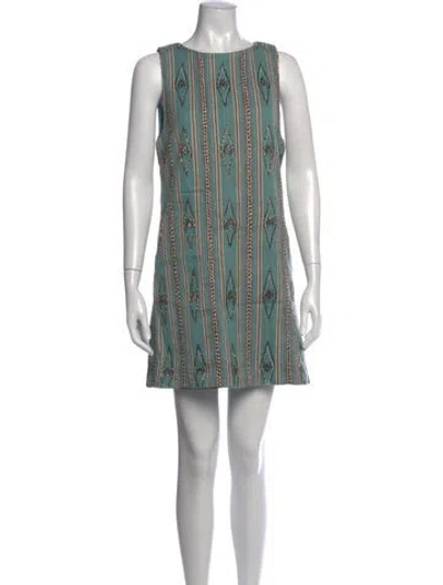 Pre-owned Alice And Olivia Printed Mini Dress In Green