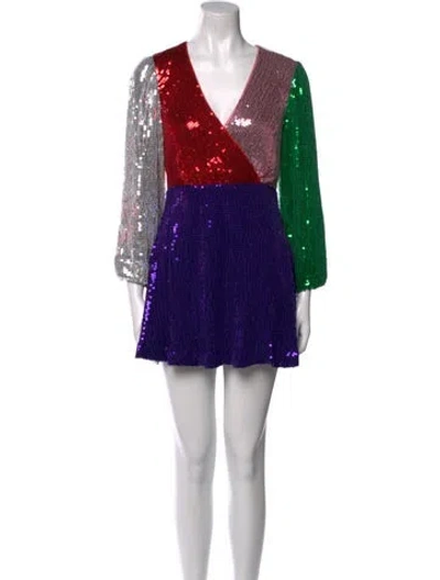 Pre-owned Alice And Olivia Printed Mini Dress In Multi