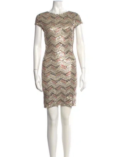 Pre-owned Alice And Olivia Printed Mini Dress In Neutral