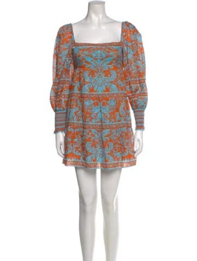 Pre-owned Alice And Olivia Printed Mini Dress In Orange