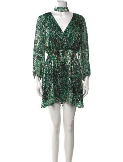 Pre-owned Alice And Olivia Printed Mini Dress W/ Tags In Green