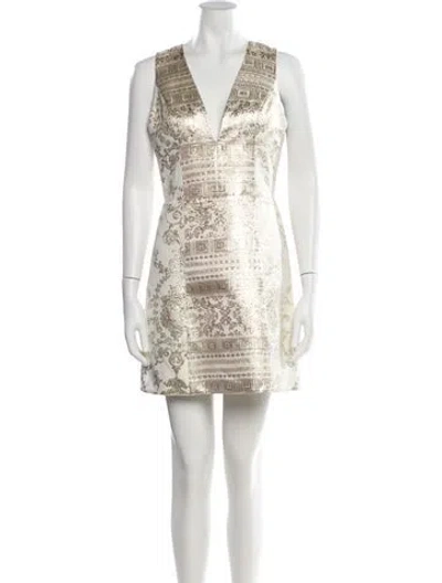 Pre-owned Alice And Olivia Printed Mini Dress W/ Tags In White