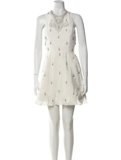 Pre-owned Alice And Olivia Printed Mini Dress In White