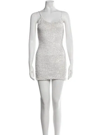 Pre-owned Alice And Olivia Printed Mini Dress In White