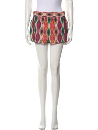 Pre-owned Alice And Olivia Printed Mini Shorts In Orange
