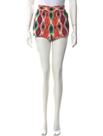Pre-owned Alice And Olivia Printed Mini Shorts In Orange