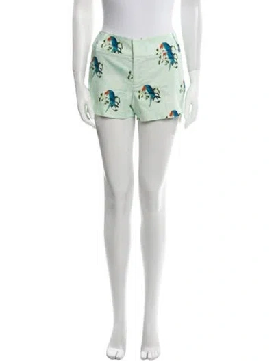 Pre-owned Alice And Olivia Printed Mini Shorts W/ Tags In Green