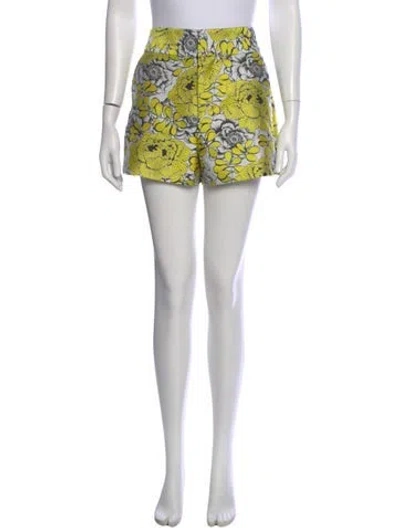 Pre-owned Alice And Olivia Printed Mini Shorts W/ Tags In Yellow