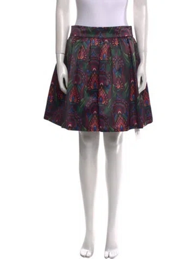 Pre-owned Alice And Olivia Printed Mini Skirt In Black