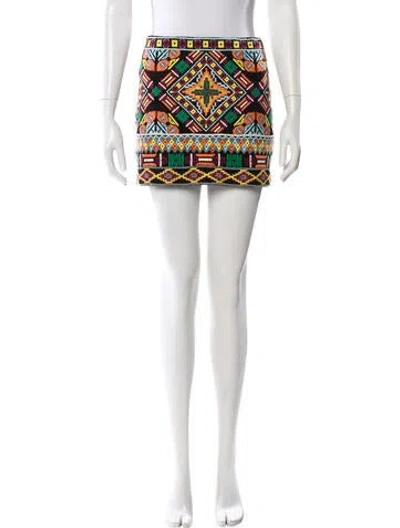 Pre-owned Alice And Olivia Printed Mini Skirt In Black