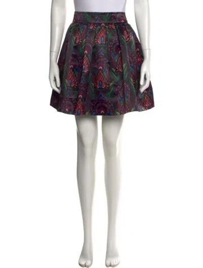 Pre-owned Alice And Olivia Printed Mini Skirt In Black