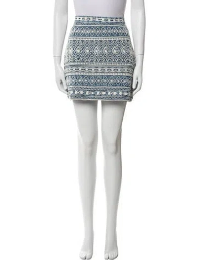 Pre-owned Alice And Olivia Printed Mini Skirt In Blue