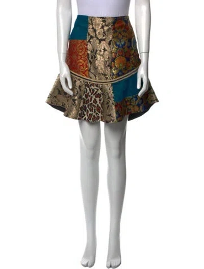 Pre-owned Alice And Olivia Printed Mini Skirt In Blue