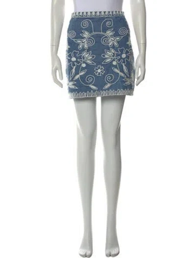 Pre-owned Alice And Olivia Printed Mini Skirt In Blue