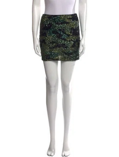 Pre-owned Alice And Olivia Printed Mini Skirt In Green
