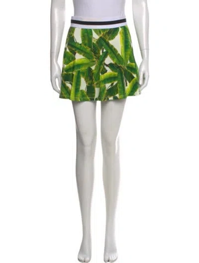 Pre-owned Alice And Olivia Printed Mini Skirt In Green