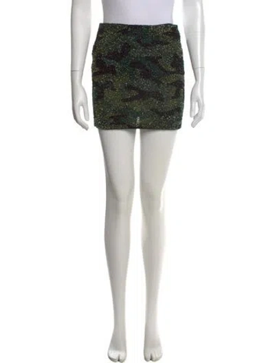 Pre-owned Alice And Olivia Printed Mini Skirt In Green