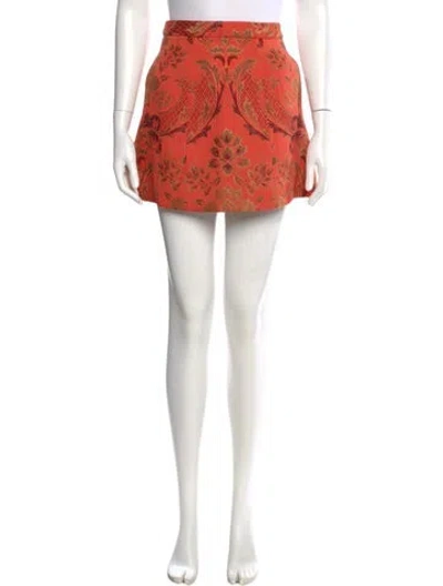 Pre-owned Alice And Olivia Printed Mini Skirt In Orange