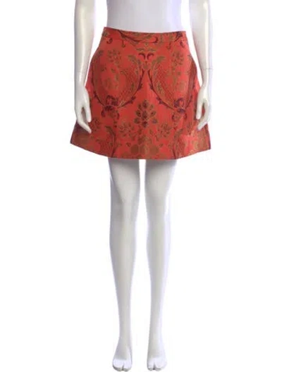 Pre-owned Alice And Olivia Printed Mini Skirt In Orange