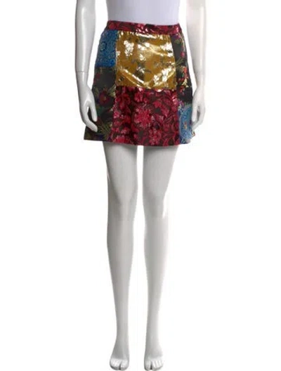 Pre-owned Alice And Olivia Printed Mini Skirt In Red