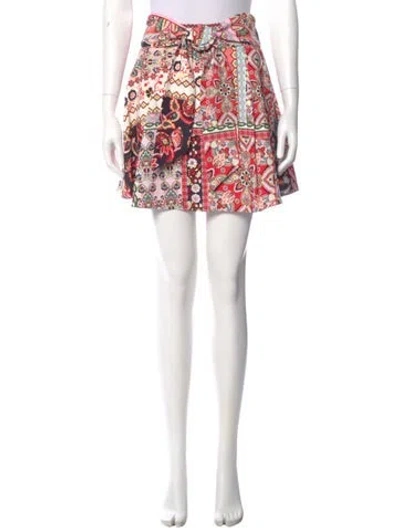 Pre-owned Alice And Olivia Printed Mini Skirt In Red