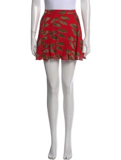 Pre-owned Alice And Olivia Printed Mini Skirt In Red