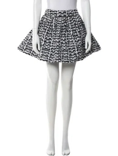 Pre-owned Alice And Olivia Printed Mini Skirt In White