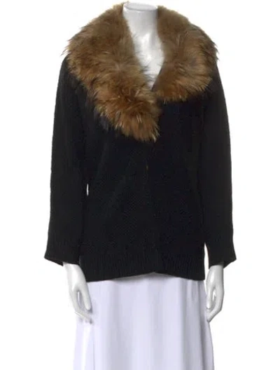 Pre-owned Alice And Olivia Printed Mock Neck Sweater In Black