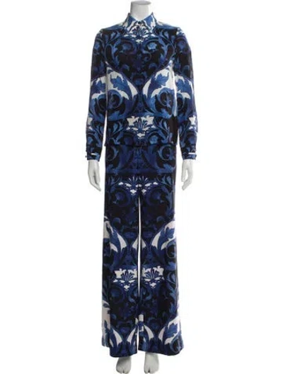 Pre-owned Alice And Olivia Printed Pant Set In Blue