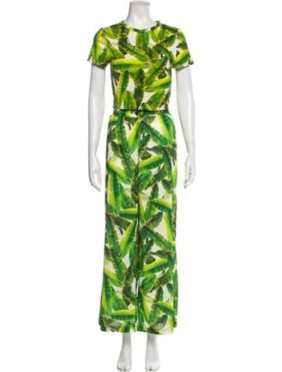 Pre-owned Alice And Olivia Printed Pant Set In Green