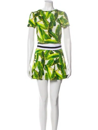 Pre-owned Alice And Olivia Printed Pleated Accents Skirt Set In Black