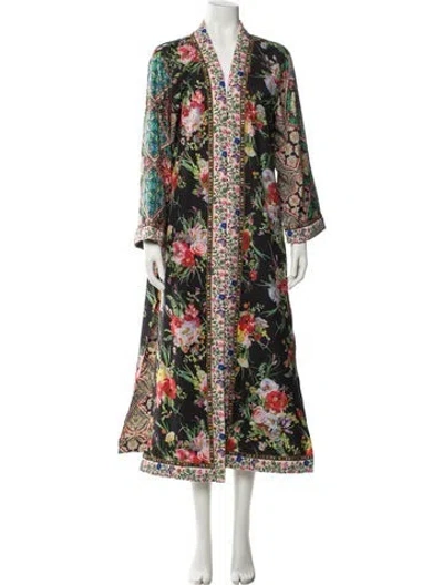 Pre-owned Alice And Olivia Printed Robe In Black