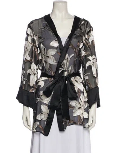 Pre-owned Alice And Olivia Printed Robe In Black