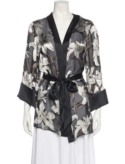 Pre-owned Alice And Olivia Printed Robe In Black