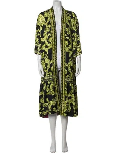 Pre-owned Alice And Olivia Printed Robe In Black