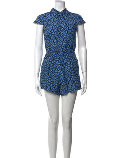 Pre-owned Alice And Olivia Printed Romper In Blue