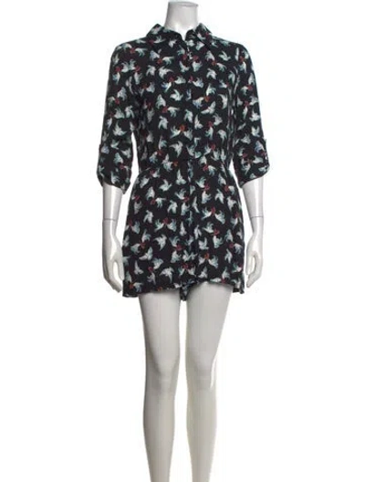 Pre-owned Alice And Olivia Printed Romper In Blue