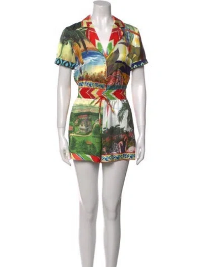 Pre-owned Alice And Olivia Printed Romper In Pink