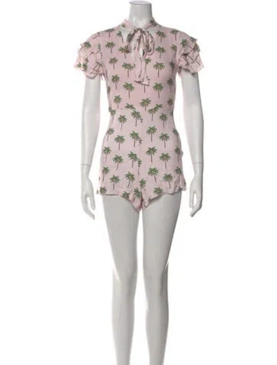 Pre-owned Alice And Olivia Printed Romper In Pink