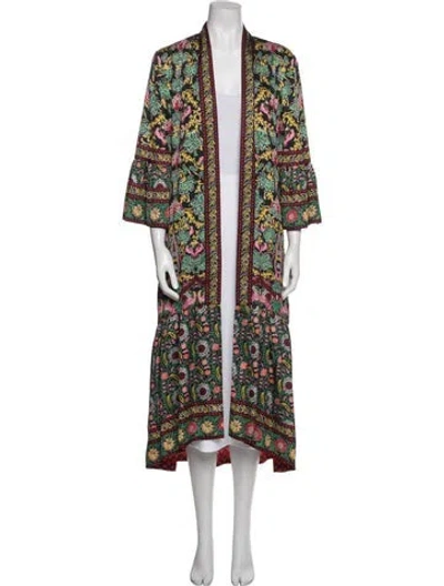 Pre-owned Alice And Olivia Printed Ruffle Embellishment Robe In Multi