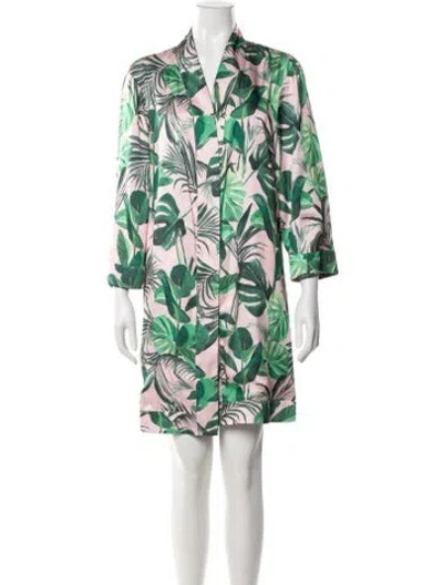 Pre-owned Alice And Olivia Printed Ruffle Embellishment Robe In Pink