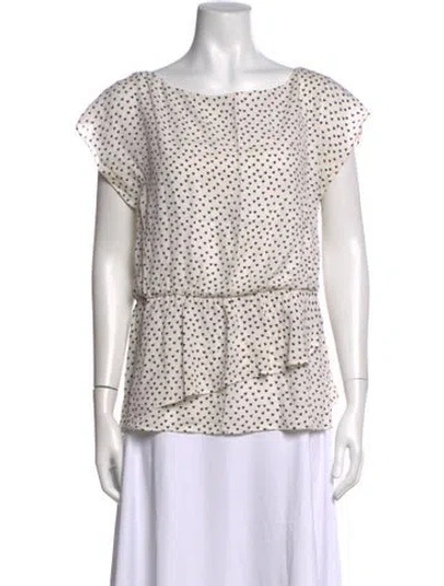 Pre-owned Alice And Olivia Printed Scoop Neck Blouse In White